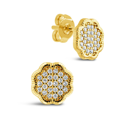 Sterling Forever rose petal cz stud earrings