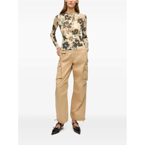 GANNI cotton twill pants in cartouche