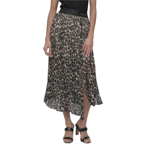 DKNY print chiffon pleated midi skirt