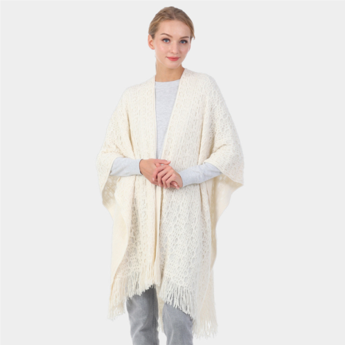 TRUEDAMES 35.4 x 55 cut out detailed fringe poncho