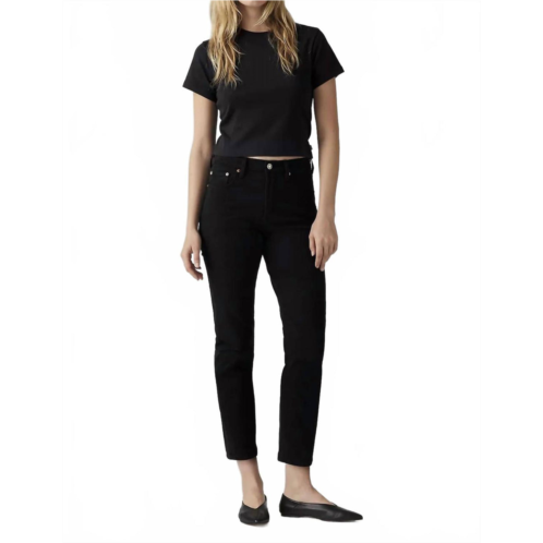 LEVI straight leg crop jeans in black sprout