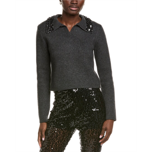 Endless Rose jewel trim collared wool-blend sweater