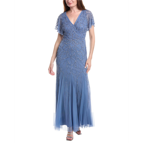 Adrianna Papell bead mesh surplice maxi dress