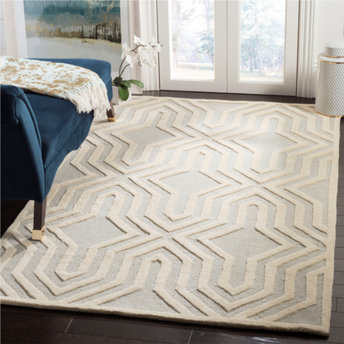 Safavieh cambridge hand made area rug grey / ivory contemporary style non-shedding