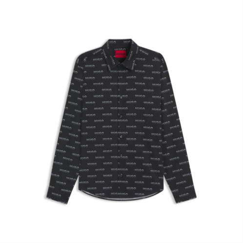 HUGO slim-fit shirt in printed cotton poplin