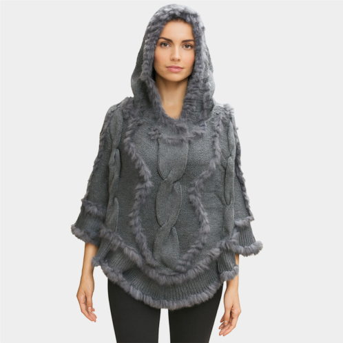 TRUEDAMES soft faux fur knitted poncho
