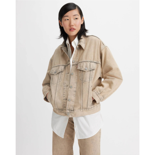 Levi 90s trucker jacket womens beige denim long sleeve flap pocket gbo2139