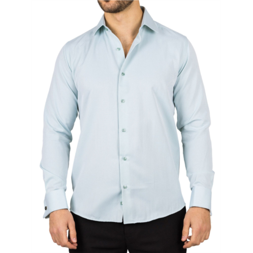 TruClothing olive green long sleeve regular fit double cuff twill oxford shirt