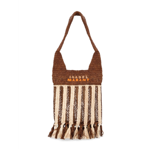 ISABEL MARANT brown praia striped raffia shoulder bag