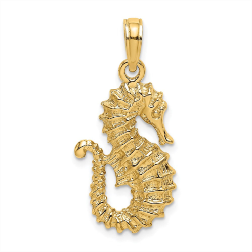 Diamond2Deal 14k yellow gold textured seahorse charm