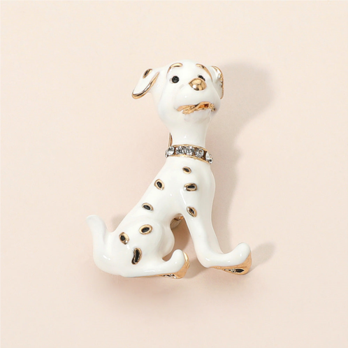 FASHNZFAB gold dipped enamel spotted dog pin brooch