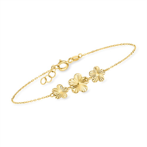 Canaria Fine Jewelry Canaria italian 10kt yellow gold flower trio bracelet