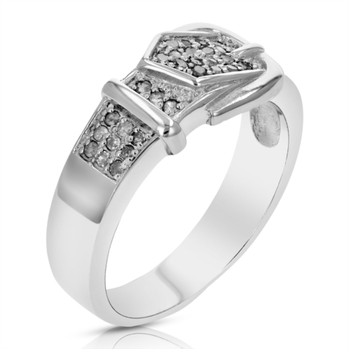 Vir Jewels 1/4 cttw diamond buckle ring .925 sterling silver with rhodium plating round