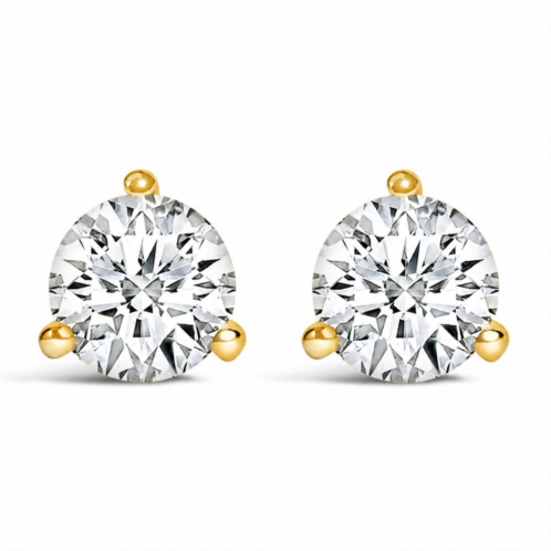 Haus of Brilliance 14k gold round lab-grown diamond 3-prong martini solitaire stud earrings