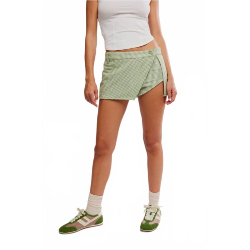 Free People georgie gingham micro skort in green combo