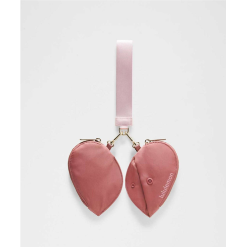 Lululemon womens heart dual pouch wristlet in spiced chai / pink haze / gold