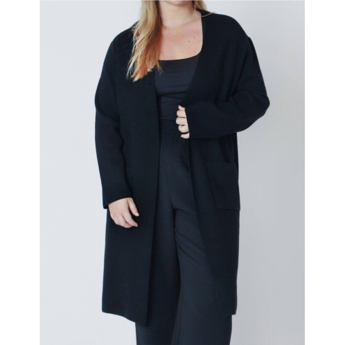 Dex longline open cardigan - plus in black