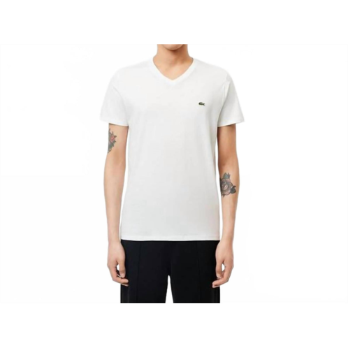 LACOSTE v-neck short sleeve tee in white