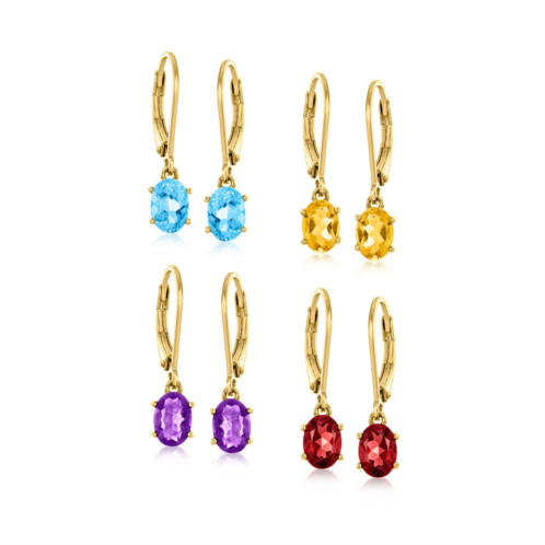 Ross-Simons multi-gemstone jewelry set: 4 pairs of drop earrings in 18kt gold over sterling