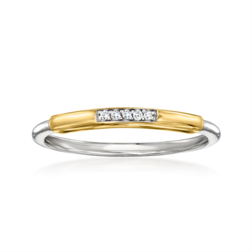 RS Pure by ross-simons diamond-accented ring in sterling silver and 14kt yellow gold