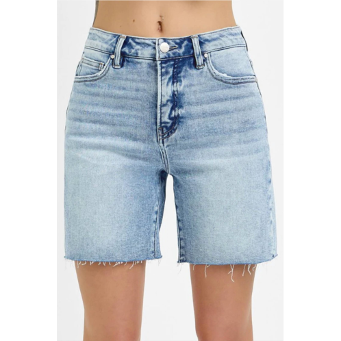 RISEN jesse high rise mid length shorts in light denim