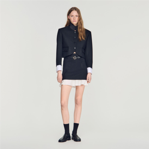 Sandro mini striped ruffled skirt