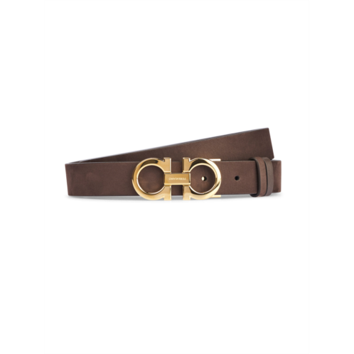 FERRAGAMO smooth brown calf leather belt