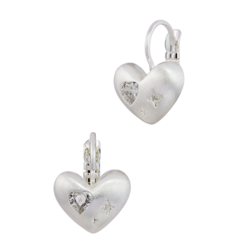 SAVVY CIE JEWELS heart huggie with pave earrings