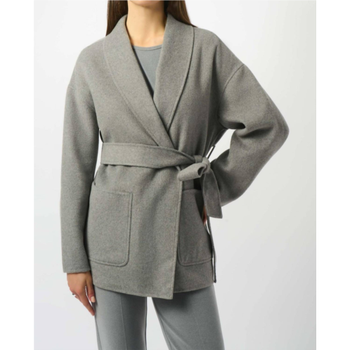 Joseph Ribkoff belted short wrap kimono coat in light grey