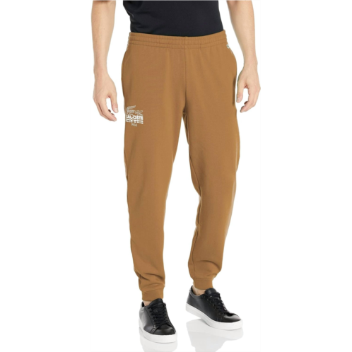 LACOSTE mens crocodile cotton fleece sweatpants in brown