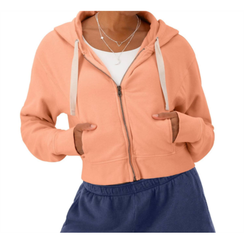 Champion womens zip-up hoodie in peach grapefruit