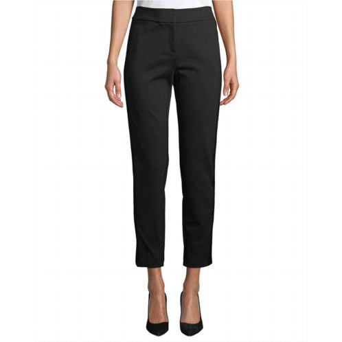 CALVIN KLEIN faux leather stripe ankle pants in black
