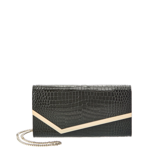 jimmy choo emmie croc-embossed leather clutch