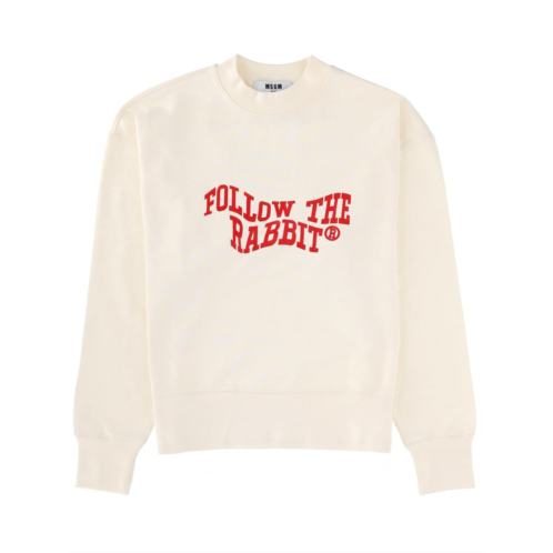 MSGM black cotton follow the rabbit sweatshirt