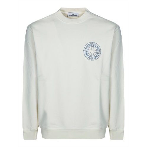 STONE ISLAND white compass logo crewneck sweatshirt