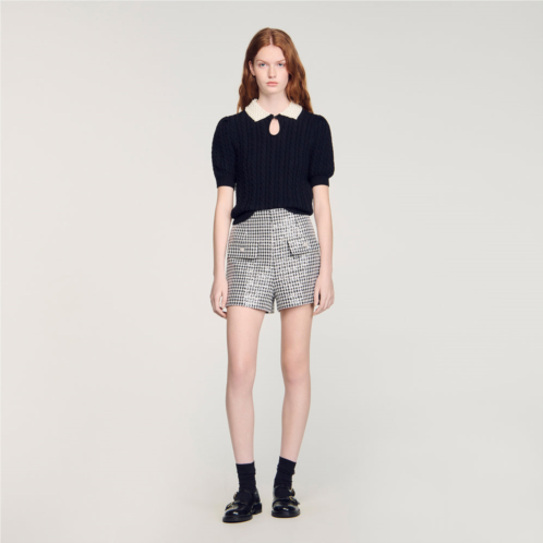 Sandro detachable collar cable knit sweater