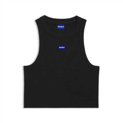 HUGO tank top in ribbed stretch cotton with logo badge