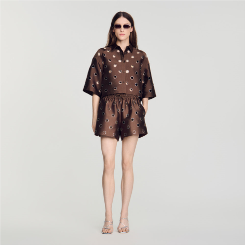 Sandro distressed rhinestone shorts