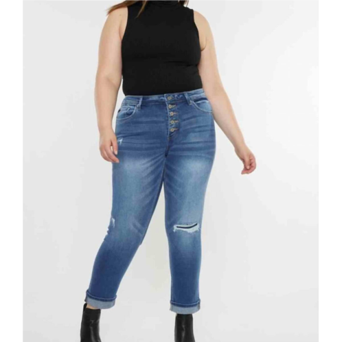KanCan curvy eternity mid rise slim straight jean in medium wash