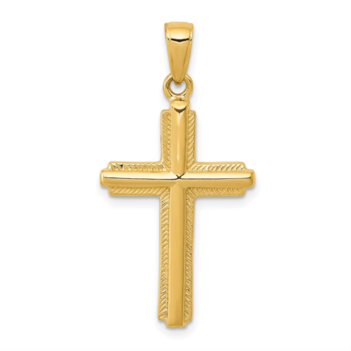 Diamond2Deal 10k yellow gold cross with striped border pendant