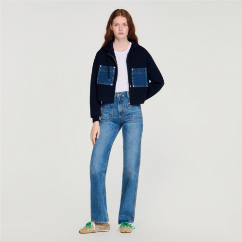 Sandro knit and denim sweatshirt