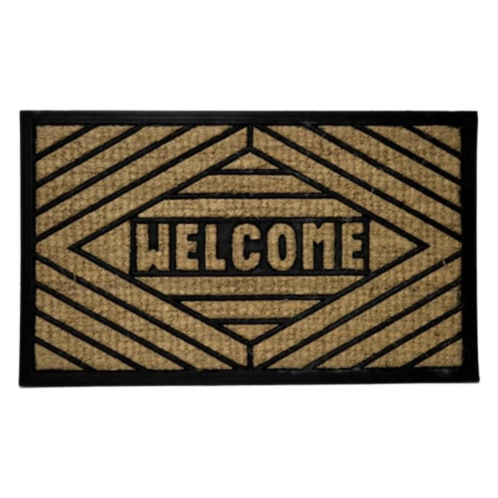 Imports Decor welcome coir door mat with rubber backing non-slip coconut fiber doormat geometric design indoor outdoor entrance rug