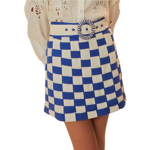 FARM Rio linen-blend bicolor interweaving mini skirt