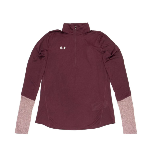 UNDER ARMOUR womens locker half zip shirt in maroon