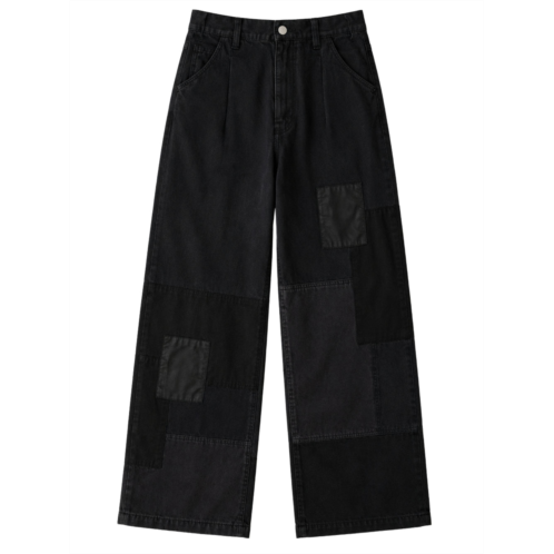 COMME DES GARCONS spliced canvas patchwork wide-leg pants