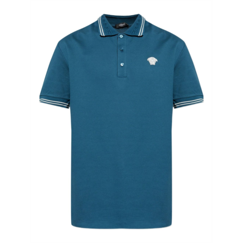 VERSACE silk-nylon blend polo shirt with contrasting details