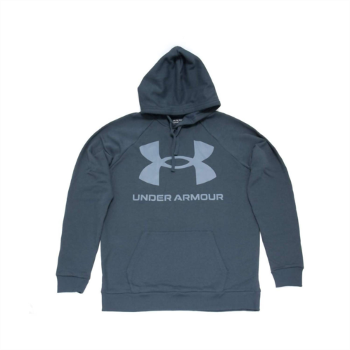 UNDER ARMOUR mens rival fleece big logo hoodie in blue note