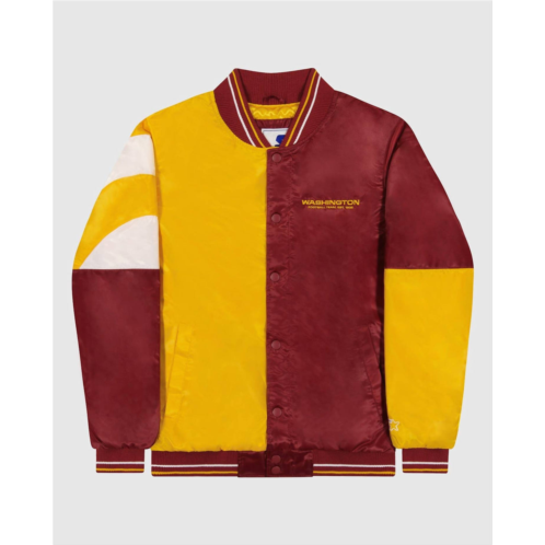 Starter mens washington commanders varsity satin full-snap jacket in gold/burgundy