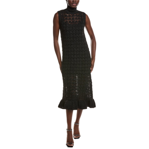 GANNI high neck crochet midi dress