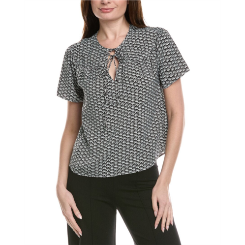 T Tahari drop shoulder woven printed blouse